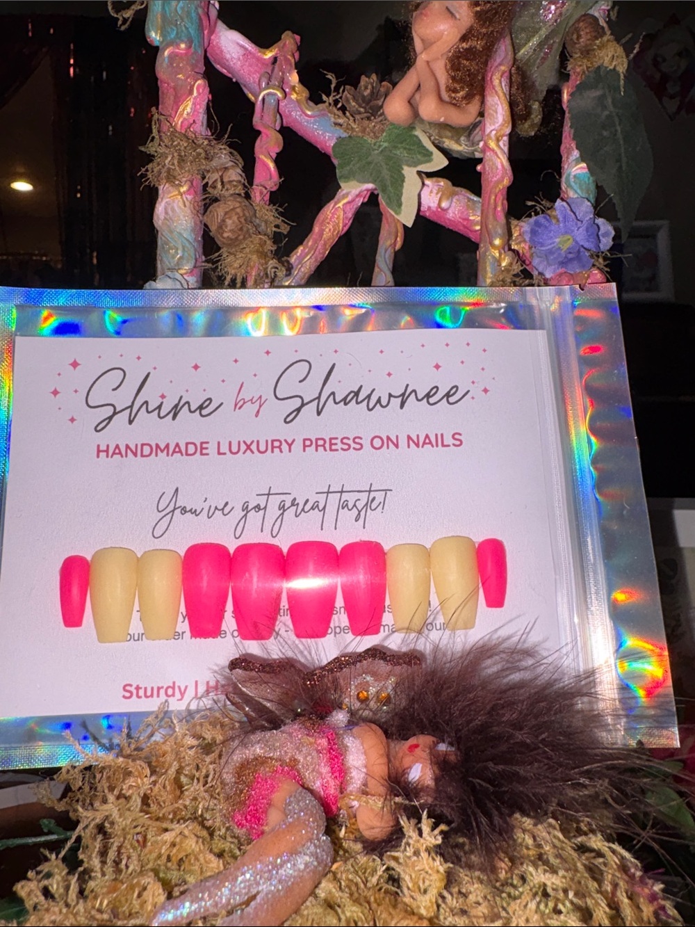 Handmade Luxury Nails in Hot Pink & PaleYellow base MATTE NWT 1/$10, 5/$35